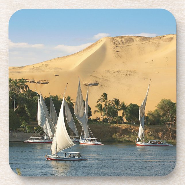 Posavasos Egipto, Asuán, río Nilo, veleros Felucca, 2 (Frente)
