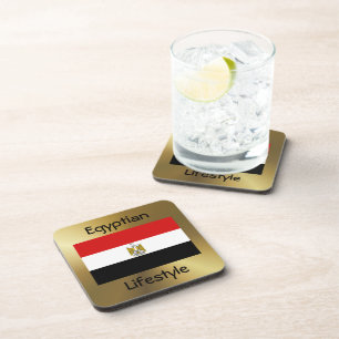 Posavasos Egypt Flag+Text Coaster