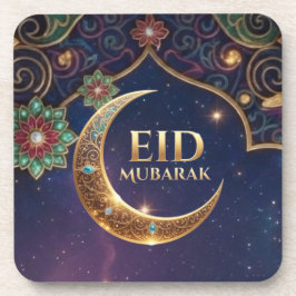 Posavasos Eid Al-Adha Celebración Islámica Dorado y azul mar