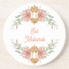 Posavasos Eid Mubarak |Ramadán Mubarak Flores Lámpara de flo