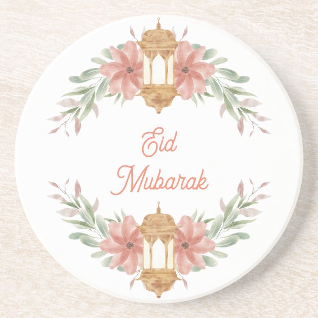 Posavasos Eid Mubarak |Ramadán Mubarak Flores Lámpara de flo (Frente)