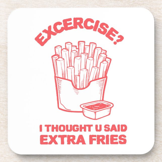 Posavasos Ejercicio pensé que dijiste papas extra - Amo las  (Frente)