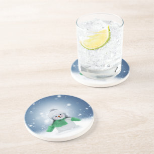 Posavasos El adorable personaje de muñeco de nieve de Navida