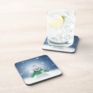 Posavasos El adorable personaje de muñeco de nieve de Navida