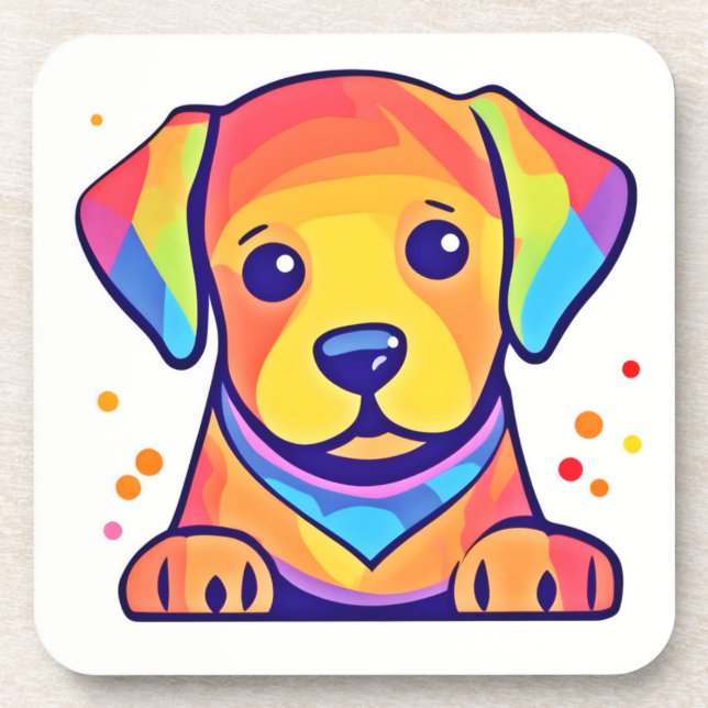 Posavasos El amor de los cachorros arcoiris (Frente)
