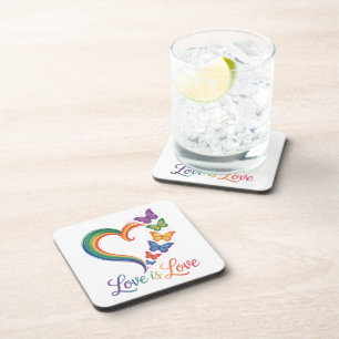 Posavasos el amor es amor lgbt mariposa corazón arcoíris