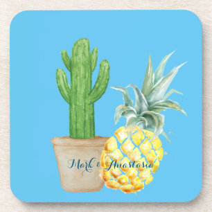 Posavasos El amor moderno piña azul y cactus
