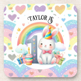 Posavasos El arcoiris colorido y el Fiesta de cumpleaños 1 c