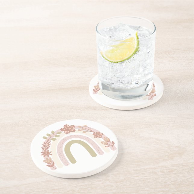 Posavasos El arcoiris floral dulce Boho (Lado)