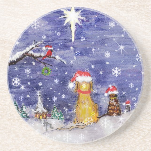 Posavasos El arte de la acuarela del navidad de los animales (Frente)