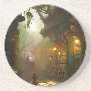 Posavasos El arte de la fantasía de la librería mágica