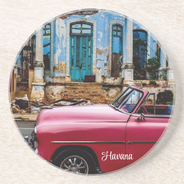 Posavasos El auto rojo de la Habana Cuba (Frente)