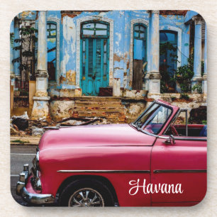 Posavasos El auto rojo de la Habana Cuba