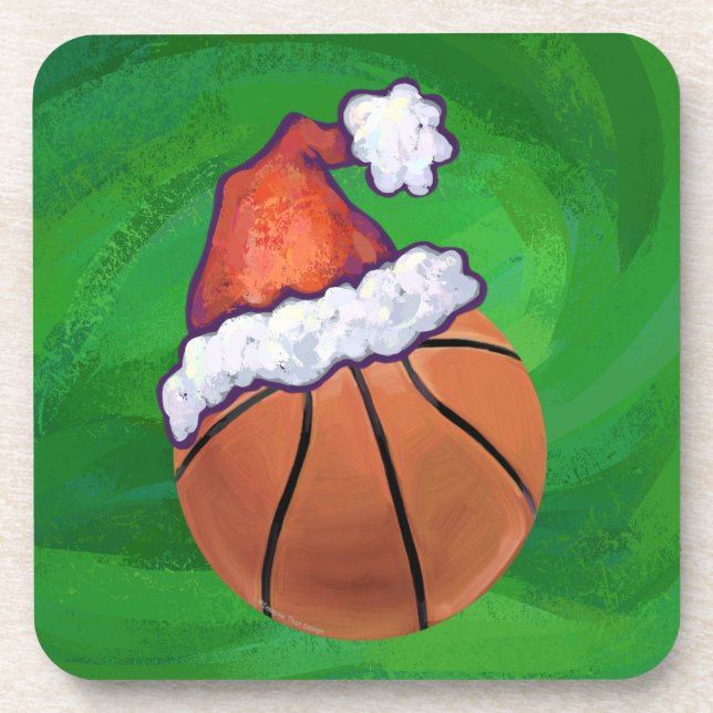 Posavasos El baloncesto de Santa Hat en Green (Frente)