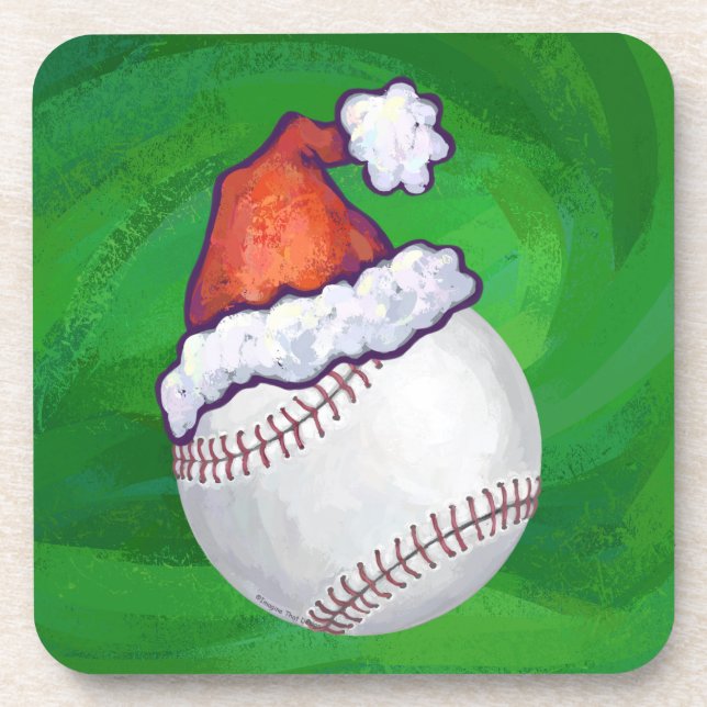 Posavasos El béisbol en Santa Hat en Green (Frente)