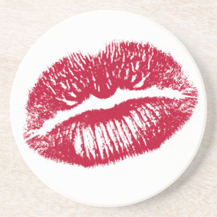 Posavasos El beso, los labios rojos