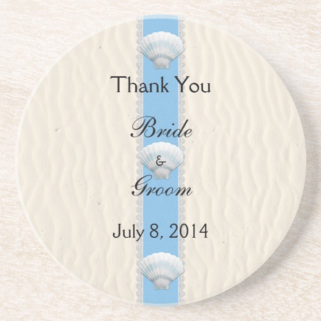 Posavasos El boda de playa del Seashell le agradece (Frente)