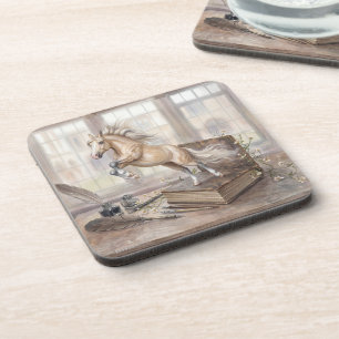 Posavasos El caballo erudito saltando de un libro