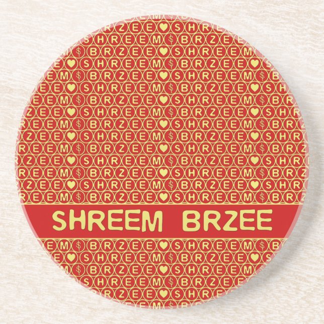 Posavasos El cántico rojo de oro Shreem Brzee atrae riqueza (Frente)