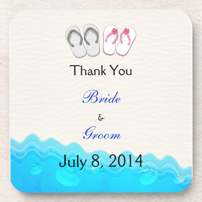 Posavasos El casarse de las sandalias de la playa le (Frente)