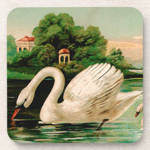Posavasos El cisne vintage en el lago