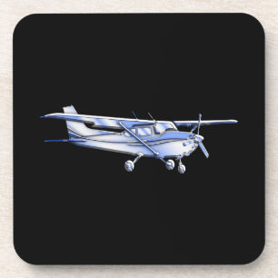 Posavasos El clásico avión Cessna Silhouette volando en negr