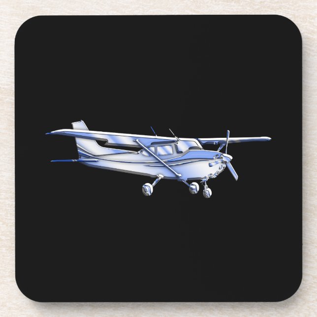 Posavasos El clásico avión Cessna Silhouette volando en negr (Frente)