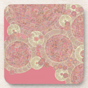 Posavasos el color floral del modelo rosado abstracto