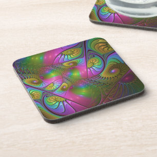 Posavasos El Colorido Arte Fractal Abstracto Trippy Luminoso