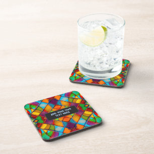 Posavasos El colorido carnaval del vidrio con tu texto vibra