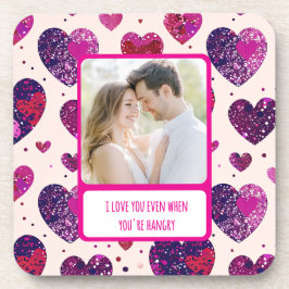 Posavasos El corazón morado brillante cuando tienes hambre