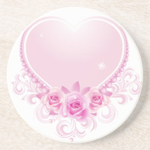 Posavasos El corazón vintage y los Rosas rosados