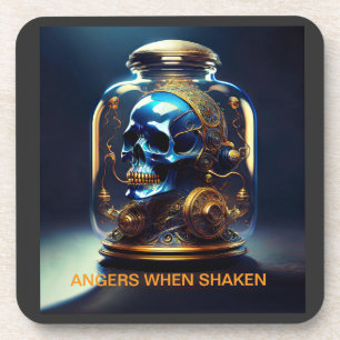Posavasos El Cráneo De Steampunk En Jar Enfurece Cuando Se A