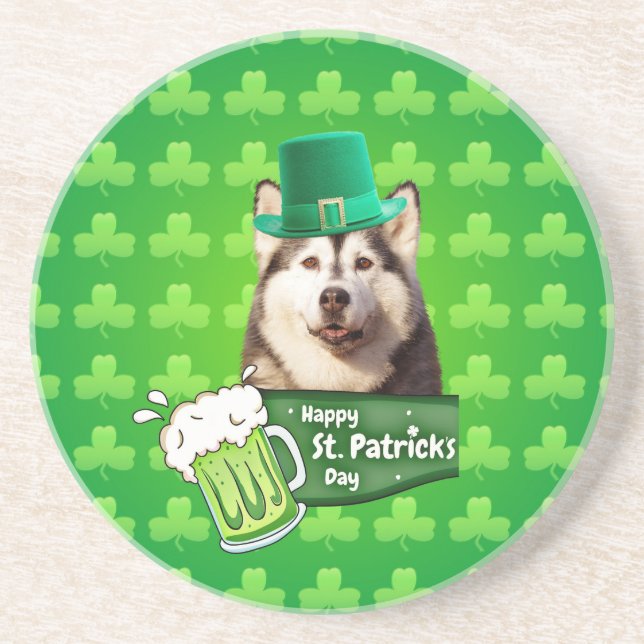 Posavasos El delicioso Gorra siberiano Husky Dog St. Patrick (Frente)
