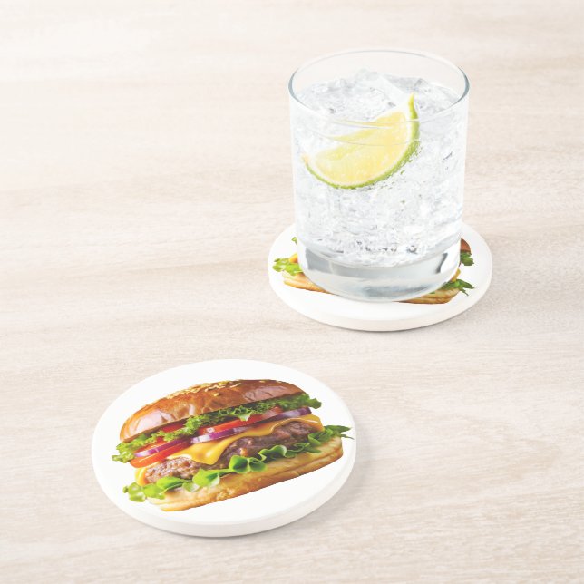 Posavasos El delicioso y apetitoso thic de hamburguesa apila (Lado)