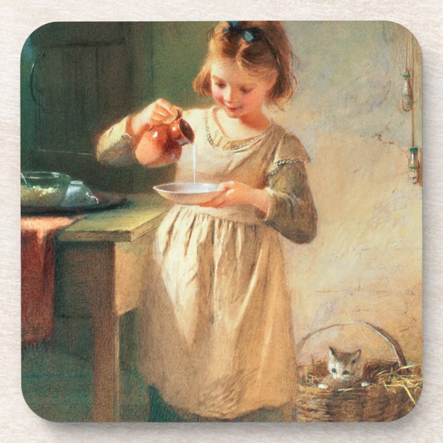 Posavasos El desayuno del gatito (Frente)