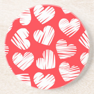 Posavasos El día de San Valentín cardíaco moderno rojo y bla