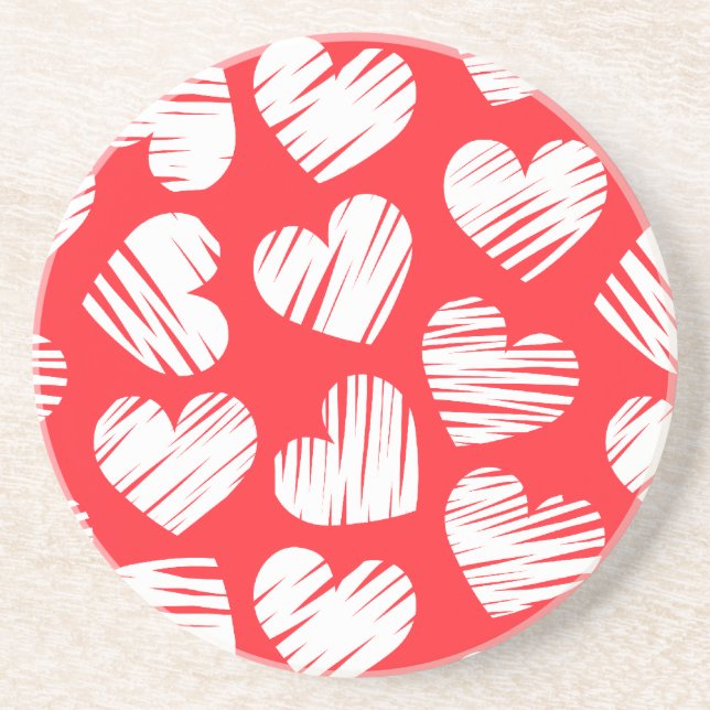 Posavasos El día de San Valentín cardíaco moderno rojo y bla (Frente)