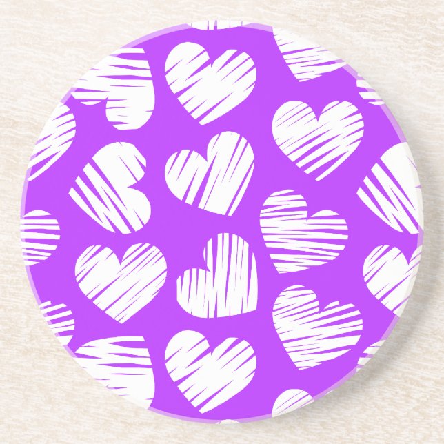 Posavasos El día de San Valentín cardíaco morado blanco dood (Frente)