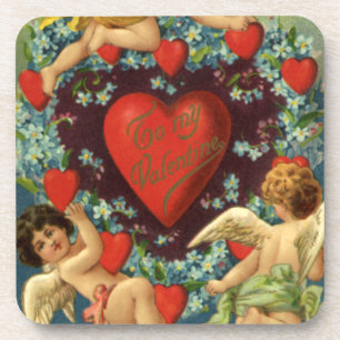 Posavasos El día de San Valentín de época, corazones de ánge