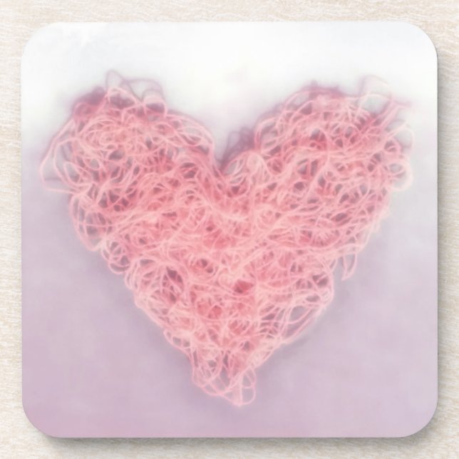 Posavasos El Día de San Valentín Rosado Corazón de punto par (Frente)