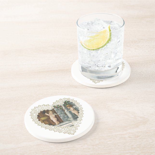 Posavasos El día de San Valentín victoriano, ángeles de époc (Lado)