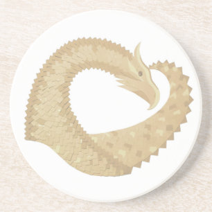 Posavasos El dragón del corazón de arenisca sobre blanco