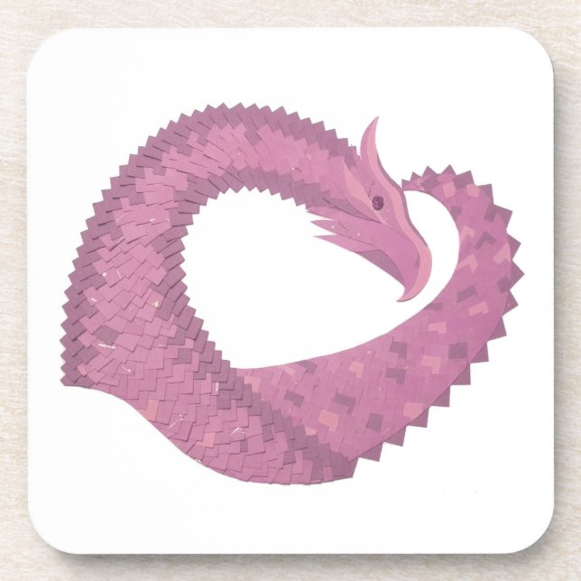 Posavasos El dragón del corazón malva sobre blanco (Frente)