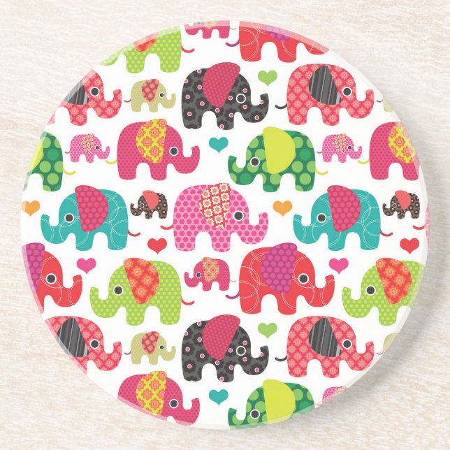 Posavasos el elefante retro embroma el papel pintado del (Frente)
