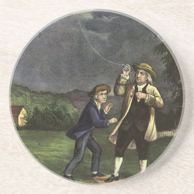 Posavasos El experimento de relámpagos y cometas de Benjamin (Frente)