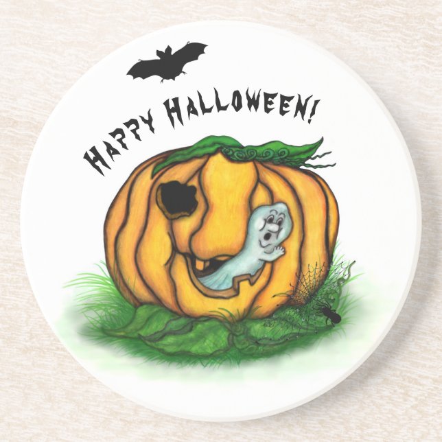 Posavasos El fantasma de Halloween , Bat , Ghost y Spider (Frente)