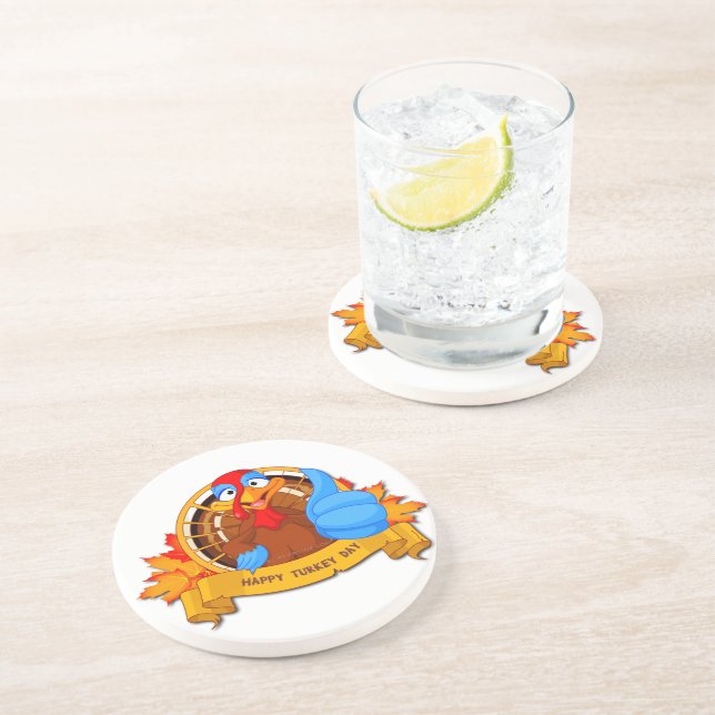 Posavasos El Feliz Día de Turquía de SlipperyJoe deja a turk (Lado)