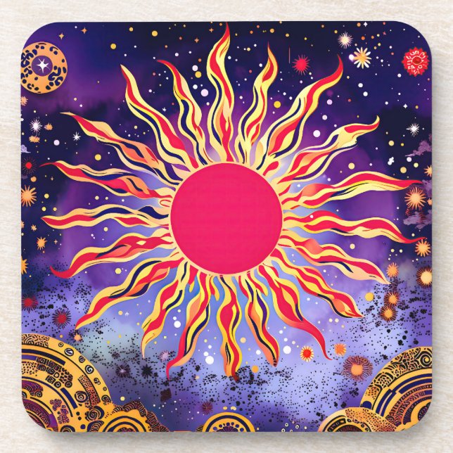 Posavasos "El fuego bailarín del Cosmos" El Sol (Frente)