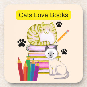 Posavasos El gato ama los libros